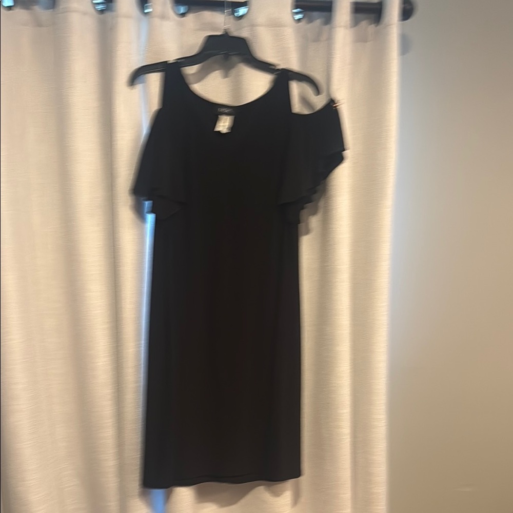 MSK Black Cocktail Sheath Dress with Cold Shoulder